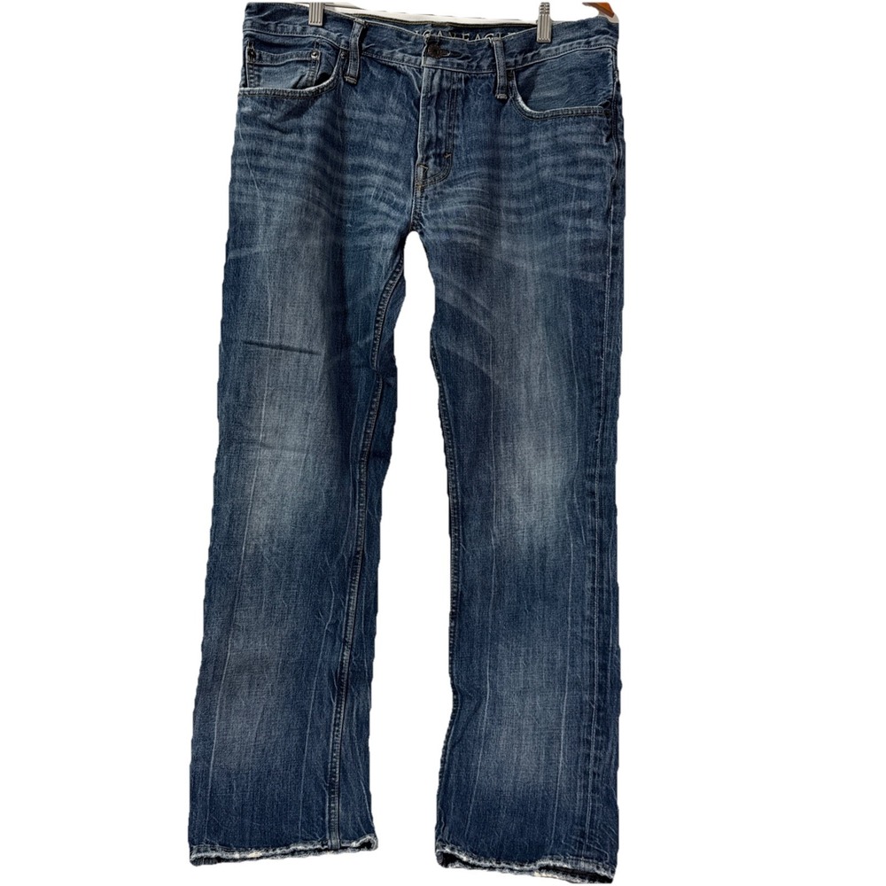 American Eagle Mens Slim Straight Jeans Blue Denim Size 36x32 Used